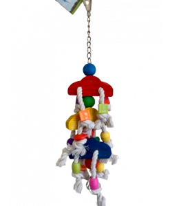 Parrot-Supplies Rainbow Clouds Wood and Rope Parrot Toy